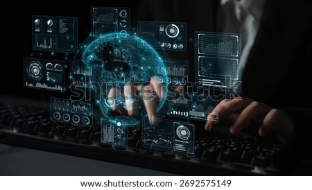 Real-time global data analytics dashboard visualizing insights from interconnected systems for decision-making, business analytics, and digital transformation Marrow