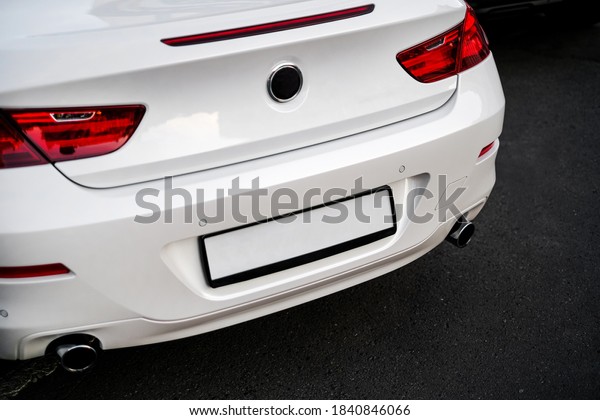 rear bumper of a modern car. beautiful new white\
close-up. 