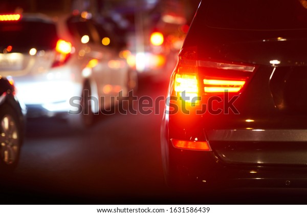 Rear car signal light in
night scene