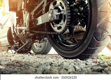 Rear Chain And Sprocket Of Motorcycle Wheel