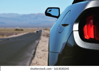 Rear of a Ford Mustang in Death Valley