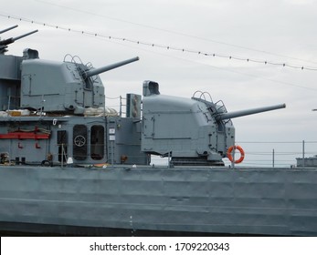 The Rear Guns Of The Old, World War II, Fletcher Class, Destroyer Velos, Ex USS Charrette