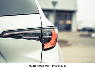 Rear light of a modern white car. detail of car - Shutterstock ID 1950858241