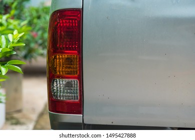 Rear light of the pickup car on white background, Tail light of pickup car