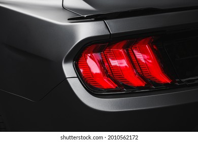 rear lights on the car close-up. headlight of a modern car after tuning. headlight. modern luxury sports car Dodge Charger Dubai, United Arab Emirates july 2021