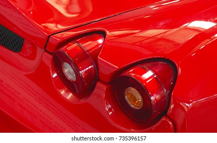 Rear Lights Of A Red Sports Car.