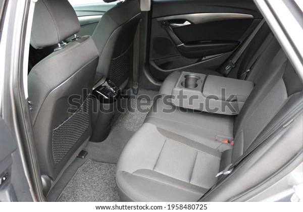 Rear seats of a car\
inside.