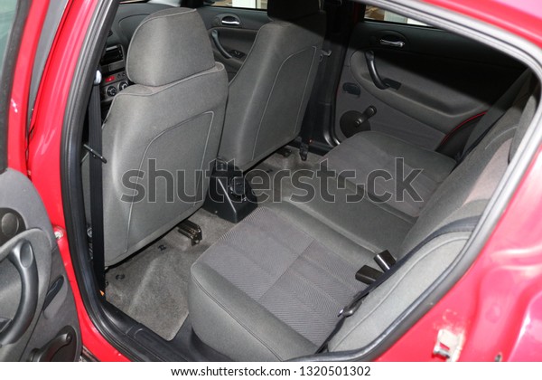 Rear seats of a car interior. Auto interior  with\
back seats.