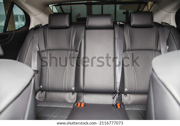 Rear seats\
and leather interior of a premium\
car