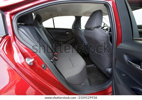 Rear seats of a luxury\
passenger car