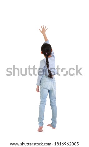 Similar – Image, Stock Photo Rear view child playing with scooter