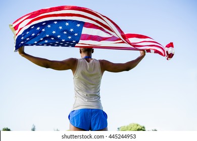 Young African American Sportsman American Flag Stock Photo (Edit Now ...