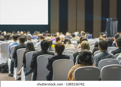 Rear View Audience Listening Speakers On Stock Photo (Edit Now) 1383136742