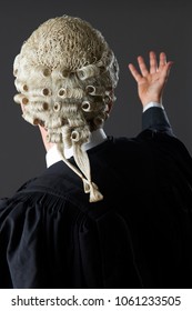 Rear View Of Barrister Making Speech In Court
