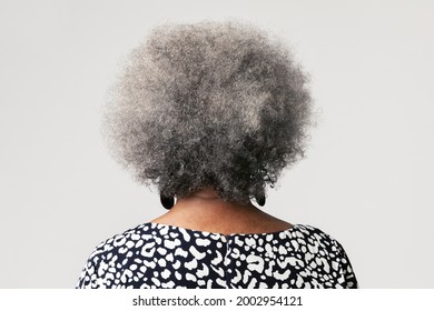 Rear View Of A Black Senior Woman With Afro Hair