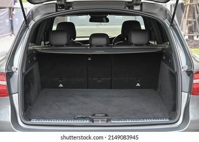 rear view of the car open trunk The exterior of a modern, modern car empty trunk

