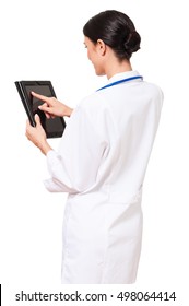 Rear View Doctor With Digital Tablet