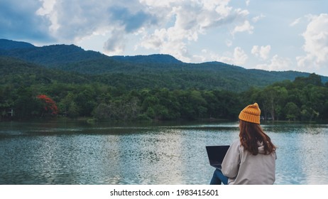 Download Laptop on Lake, Free Stock Photo and Image