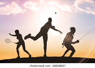 Rear view of man throwing javeline against white background against clouds - Powered by Shutterstock