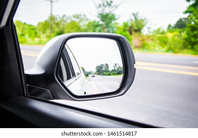 Rear View Mirror Car On The Road, Stop Car