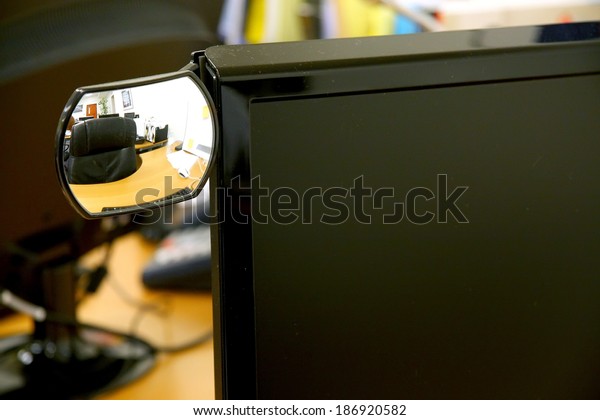 Rear View Mirror On Monitor Stock Image Download Now