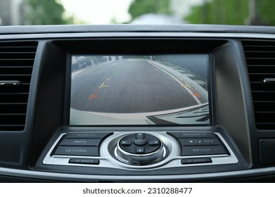 Rear view monitor for reversing system Car display and rear view camera parking assistant car navigation.