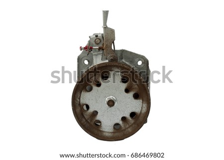Rear view of Motor for automatic washer isolate on white background.