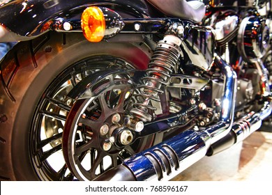 A rear view of a motorcycle