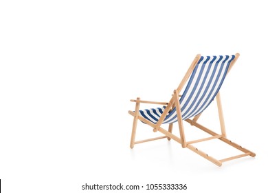 Rear View Of One Beach Chair, Isolated On White