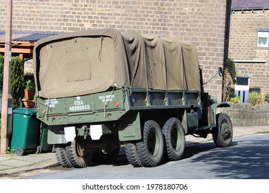 Rear View And Side View Of A GMC CCKW 2½ Ton 6×6 US Army Truck. Haworth, Yorkshire, UK, 22-05-2021 