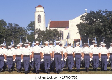 Rear View Of Soldiers Marching, The Citadel Military College, Charleston, South Carolina