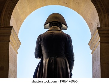 Rear view of the statue of Napoleon Bonaparte in the Hotel des Invalides in Paris, France.