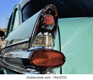 Rear View Of A Vintage Car Fin Closeup.