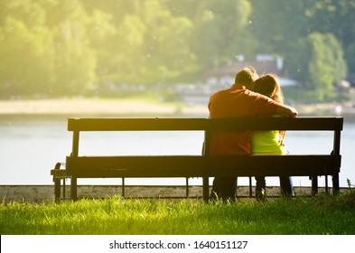 Girl Boy Sitting On The Bench Silhouette: Over 111 Royalty-Free ...