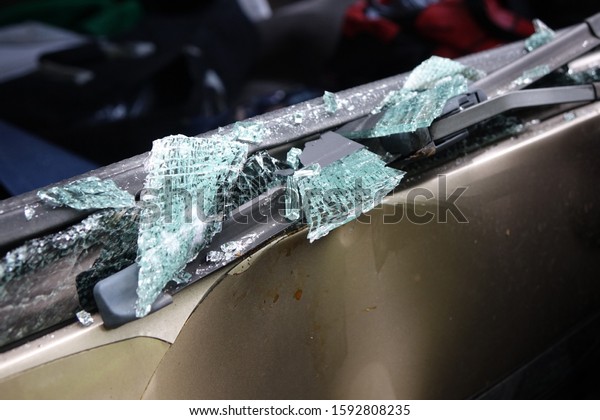 The rear window of\
car broke by accident 