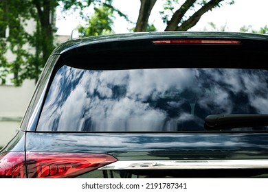 rear window mockup outdoors, vinyl car sticker mockup                              - Shutterstock ID 2191787341
