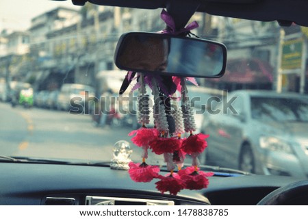 Rearview Mirror In Focus Driving A Car