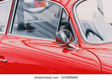 rearview mirror in a retro car. Old-school style for motorists. Vintage automobile details - Powered by Shutterstock