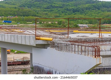 Rebar Reinforced Concrete Road Bridge Overpass Construction Site