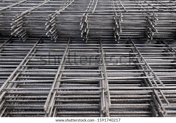 Rebar Reinforcing Bars Steel Close Reinforcement Stock Photo 1591740217 