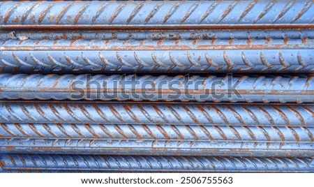 Rebar. Texture of rebar. Screw type rebar. Background of threaded rebar texture
