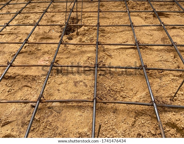 Rebar Work On Compact Sand Before Stock Photo 1741476434 | Shutterstock