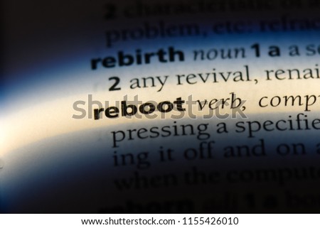 reboot word in a dictionary. reboot concept.