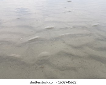 Receding Tide And Wavy Sand Bed Effect On Sky Mirror Kuala Selangor Malaysia