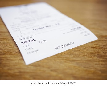 Receipt Bill Payment Vat Included Total Amount Business Consumer Shopping 