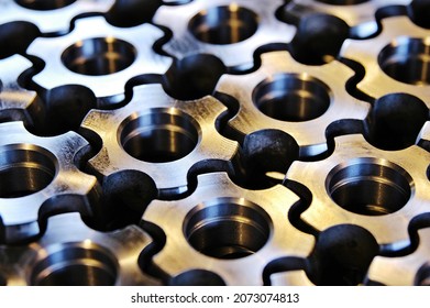 recently manufactured car parts, huddled together forming a pattern                            - Shutterstock ID 2073074813