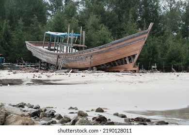 Recently Repaired Boat Parked On Beach Stock Photo 2190128011 ...