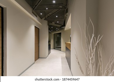 Reception Area With Reception Desk In Gym Fitness Center