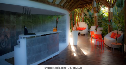 Reception Of A Boutique Hotel In Costa Rica At The Caribbean