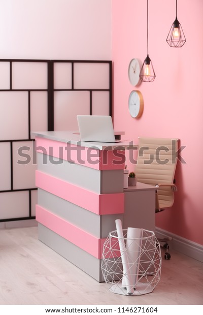 Reception Desk Beauty Salon Stylish Interior Stock Photo Edit Now